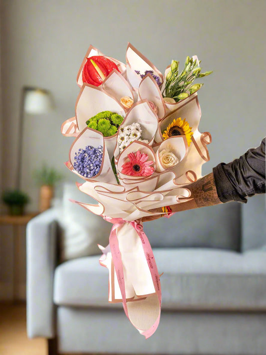 Spring Melody Hand Bouquet by BloomsOnly - Pune's #1 Flower delivery website