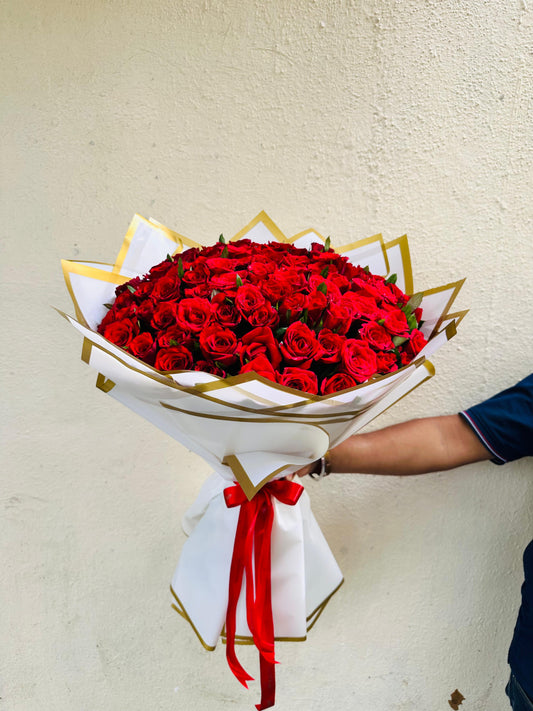 The Red Royale - 150 Roses - Blooms Only