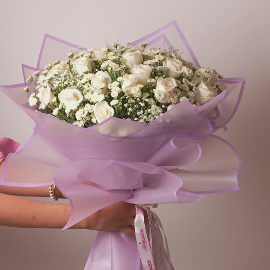 Pure Elegance Hand Bouquet by BloomsOnly - Pune's #1 Flower delivery website