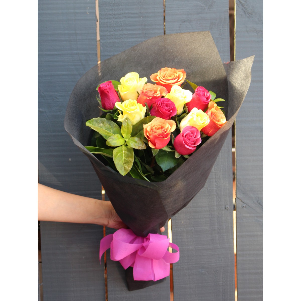 Premium Quality Mix Colour Roses Hand Bouquet | Blooms Only