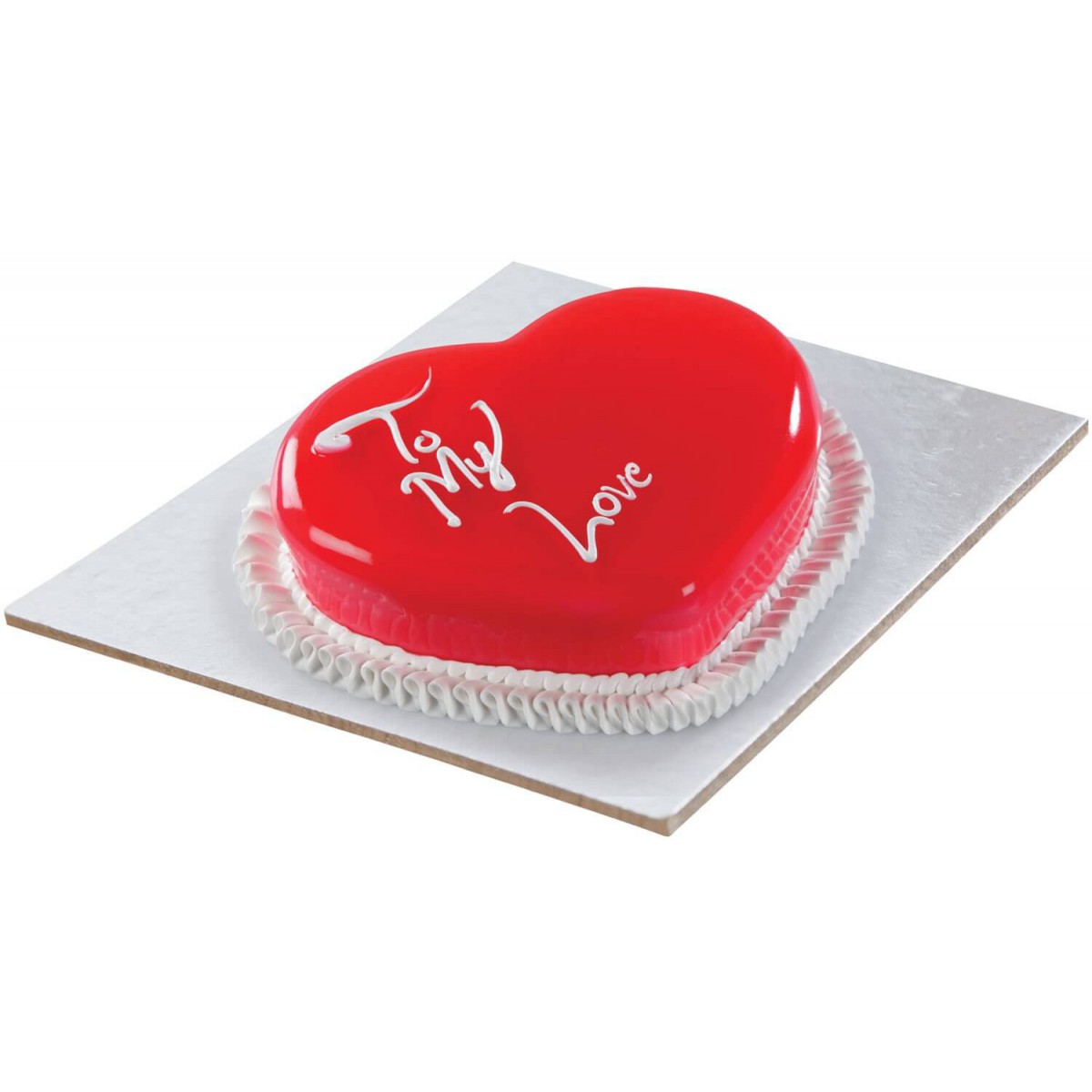 White & Red Heart Shape Cake | Just Cakes