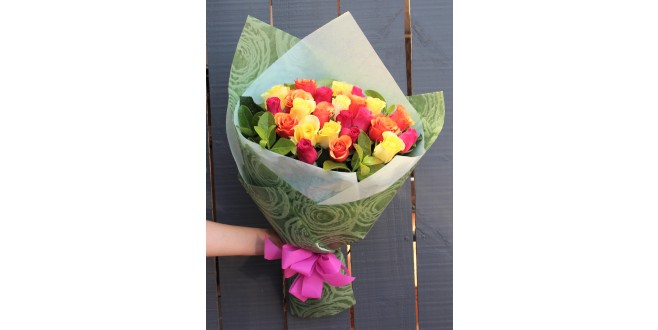 Mix N Match - 30 Premium Multicolor Roses Hand Bouquet