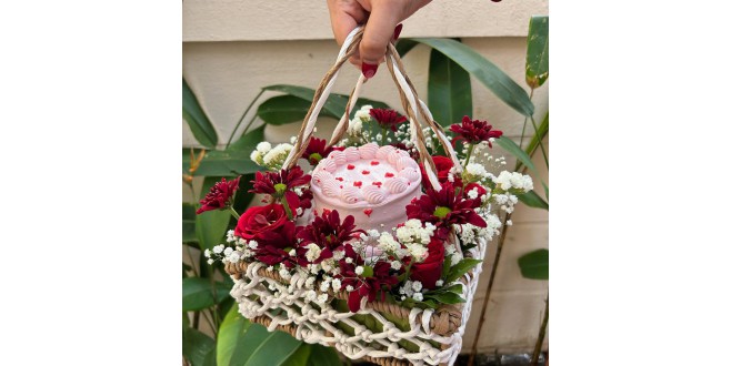 Blossom of Love- Valentine’s Day Cake Basket
