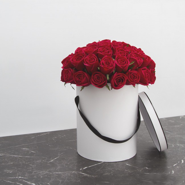 Soulmate - 80 Premium Red Roses White Box Bouquet