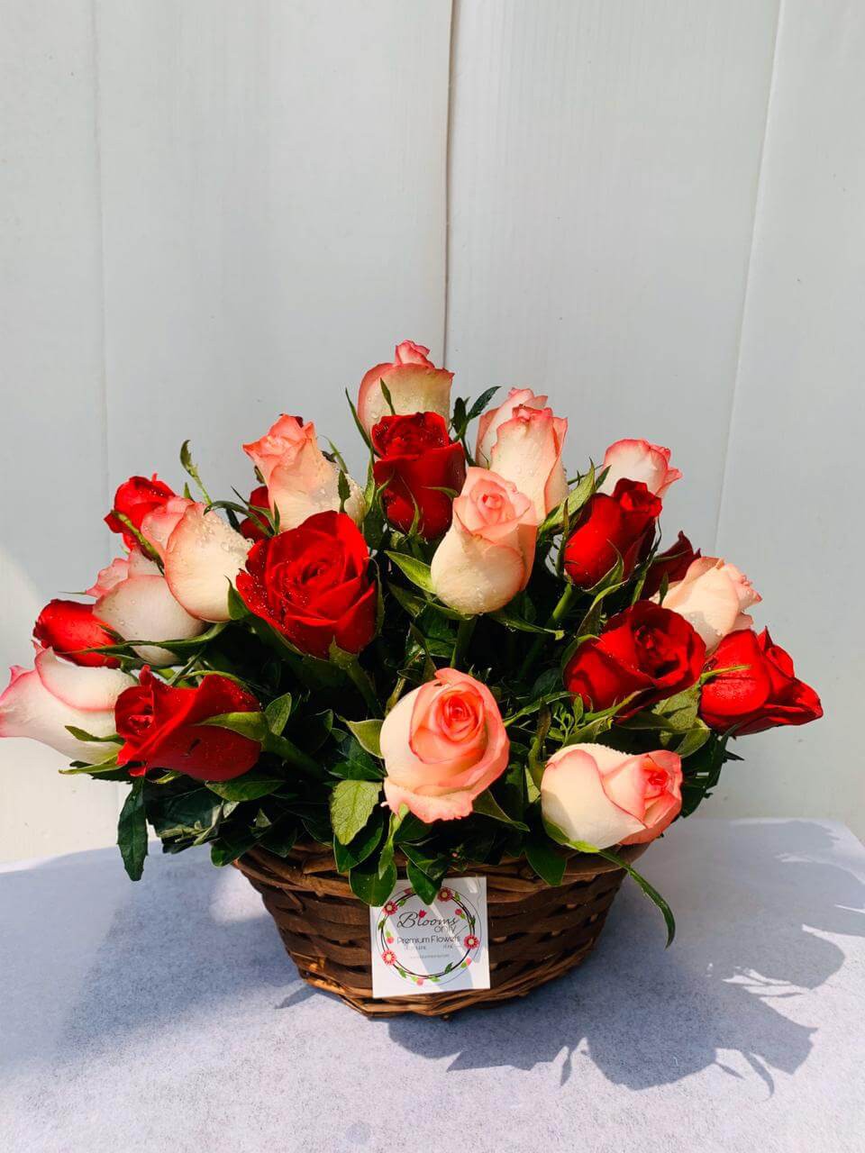 Eternal Loyalty - Bi Colour Roses Basket Bouquet