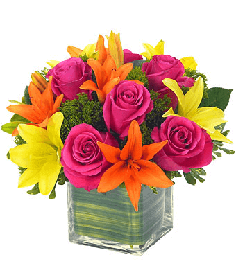 Mix Roses and Lilies Flower Arrangements with A Vase