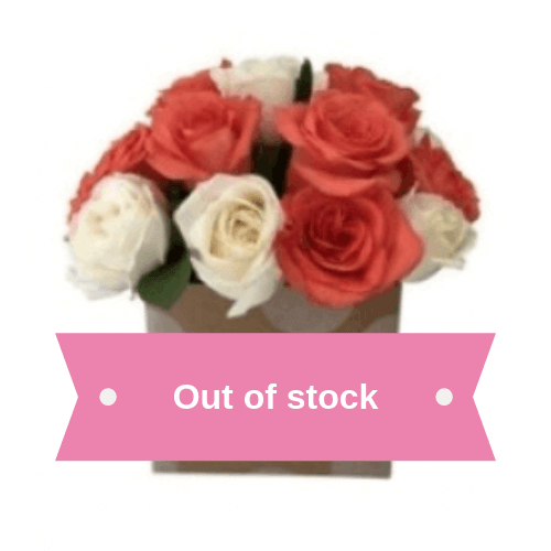 Orange & White Rose Box Arrangements