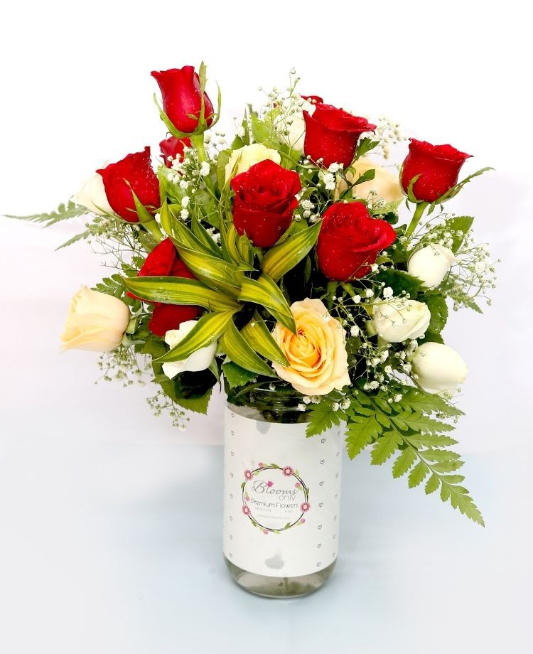 Roses Vase Bouquet - Combo colour