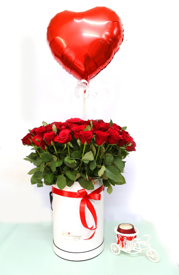 Unchanged - 70 Red Roses White Box Bouquet