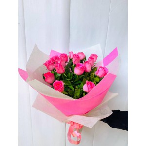 Blush - 15 Pink Roses Bouquet 