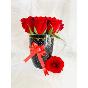 Coffe Mug with Red Roses