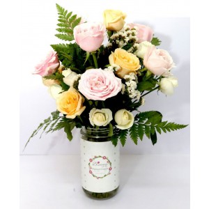 Multi Colour Roses Vase Bouquet