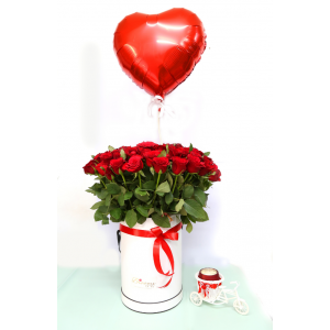 Unchanged - 70 Red Roses White Box Bouquet