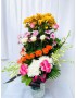 Vase Bouquet Arrangement of Roses, Chrysanthemums, Orchids