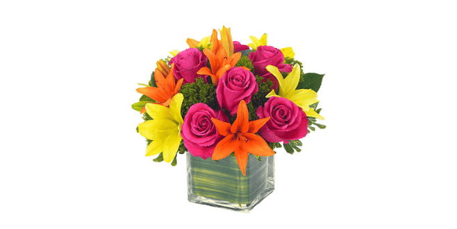 Mix roses vase arrangement