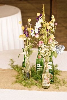 old beer bottle as vase