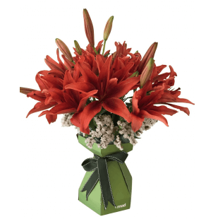 bouquet of red lilies