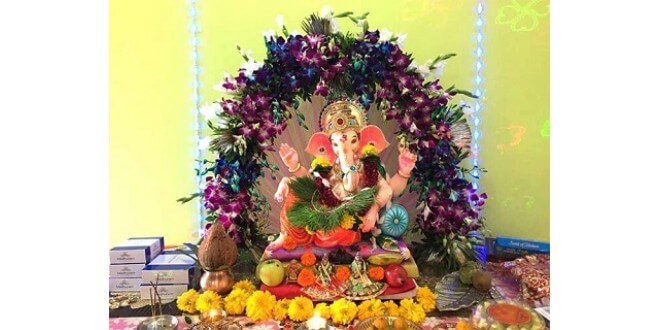 Flower decoration for Ganesh Chaturthi