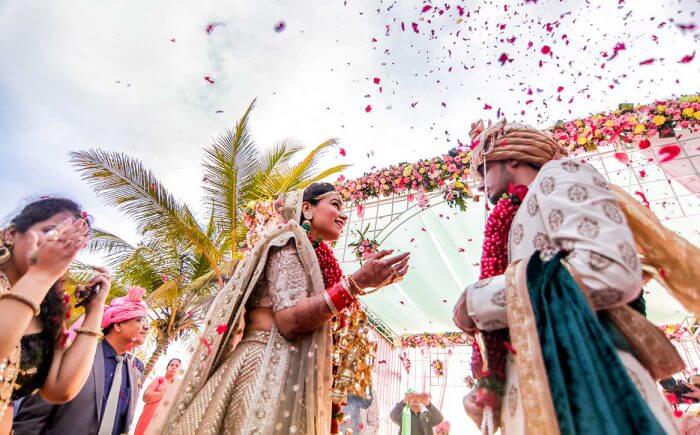 Colour coordinated wedding decor