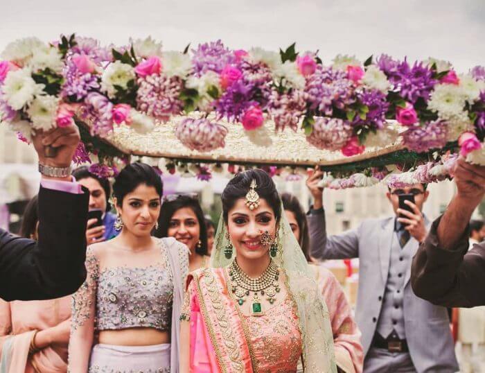 Colour coordinated wedding decor