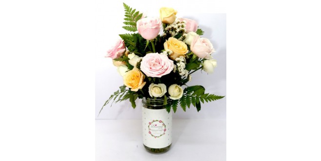 Multi Colour Rose Vase Bouquet